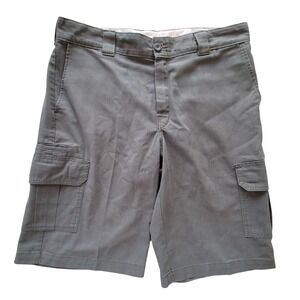 Dickies Cargo Shorts Mens 36 Gray Relaxed Fit Flex Workwear Utility Durable